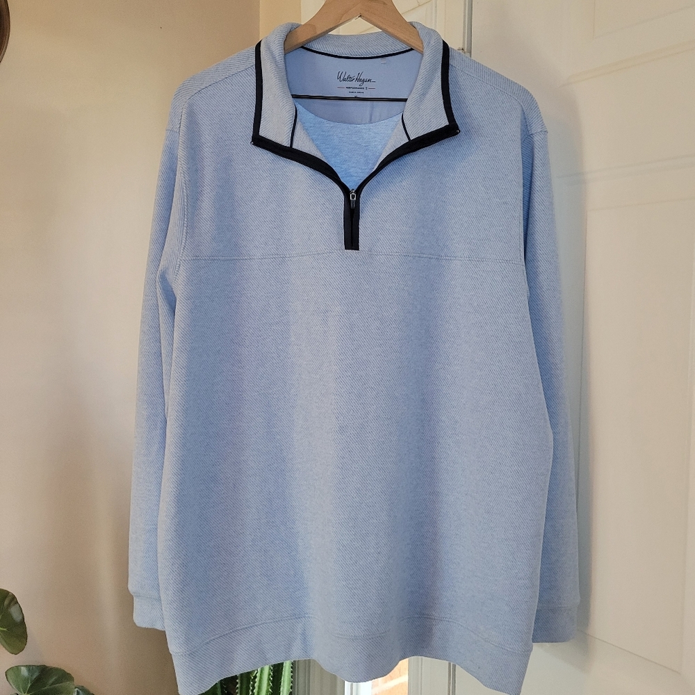 Walter Hagen Super Soft Baby Blue Quarter Zip‎ Up Lightweight Fleece, Size XL